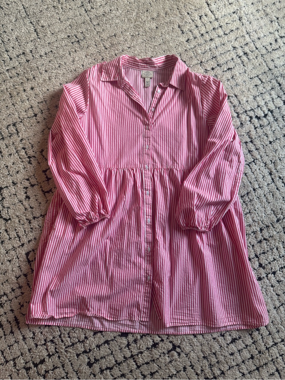 Pink and white Striped Button-Front dress
